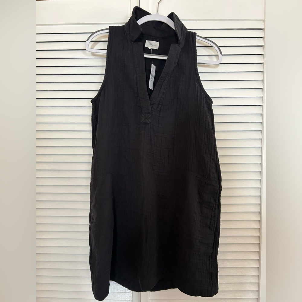 LOFT Lou & Gray Cotton Gauze Dress in Black